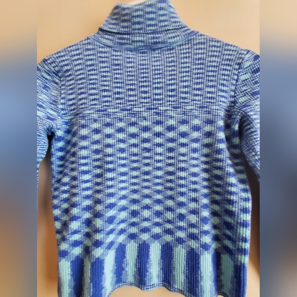 COPY - Urban Outfitters Blue shaded patterned Knit Cropped Turtleneck Sweater S - Picture 5 of 9
